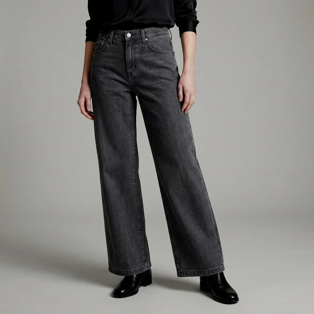 Pistola Zenoo Wide Leg High Rise Jeans Washed Black Gray Size 24 P00016156BI